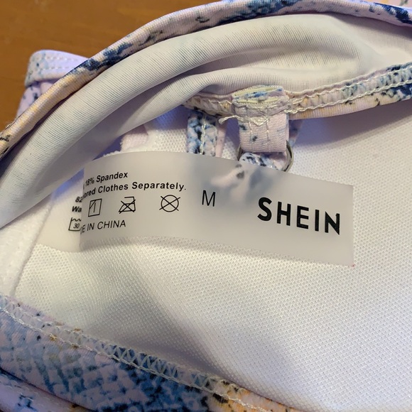 Shein 2 piece Bikini Swim Wear Size Medium Pink Blue Snake Skin Print Cheeky - Picture 12 of 12